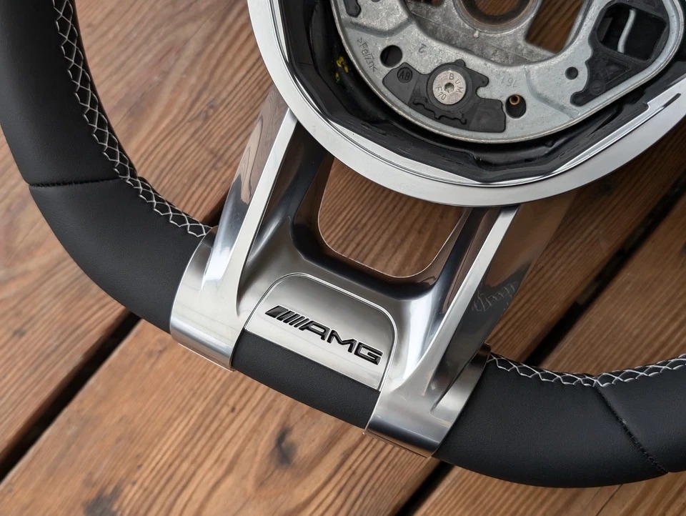 NEW LEATHER steering wheel for Mercedes 2014-2018 AMG W205 W213 W447 Vito WHITE - Image 3