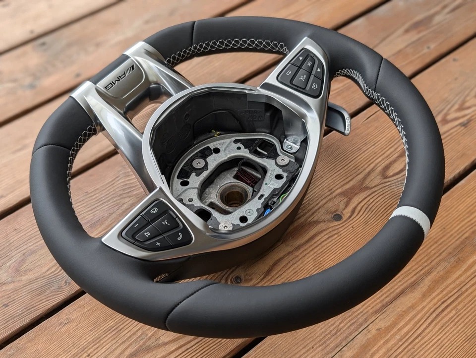 NEW LEATHER steering wheel for Mercedes 2014-2018 AMG W205 W213 W447 Vito WHITE - Image 6